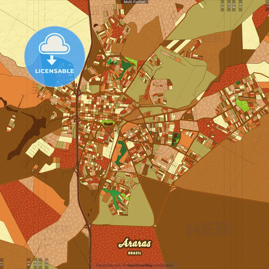 Araras Brazil Farmhouse Poster Art Map Template