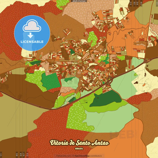 Vitoria de Santo Antao Brazil Farmhouse Poster Art Map Template