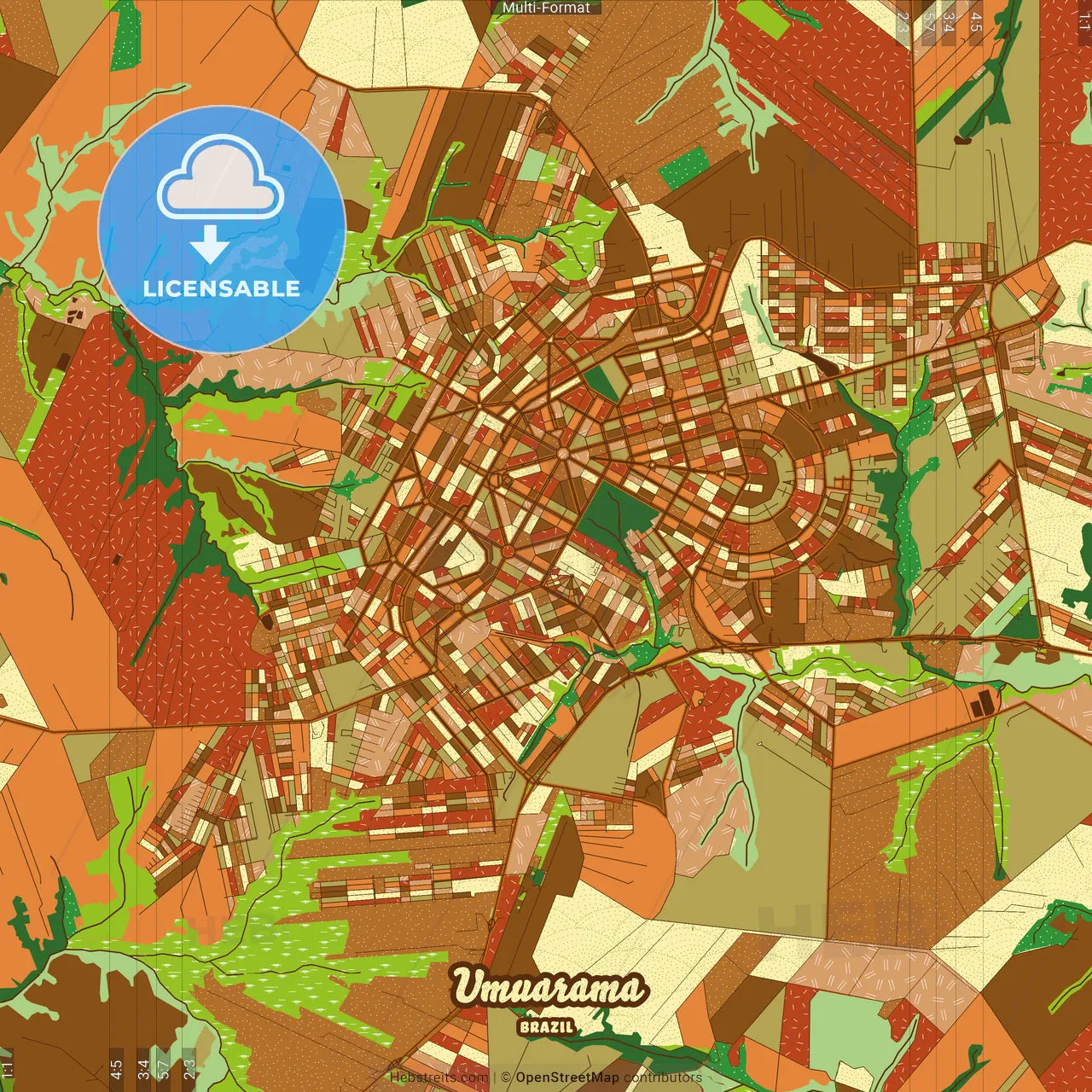 Umuarama Brazil Farmhouse Poster Art Map Template