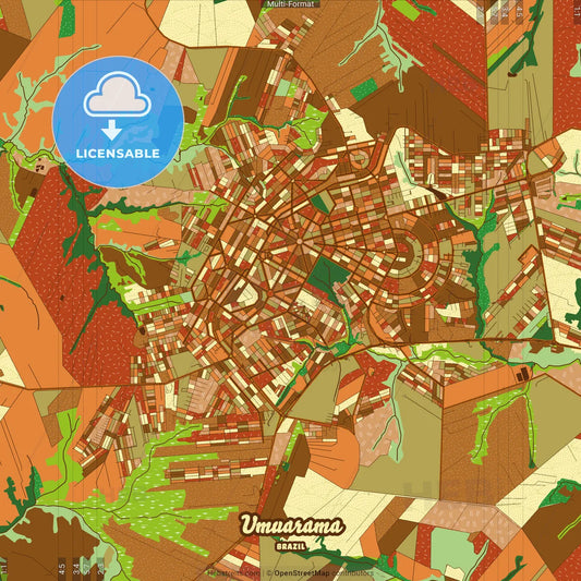 Umuarama Brazil Farmhouse Poster Art Map Template
