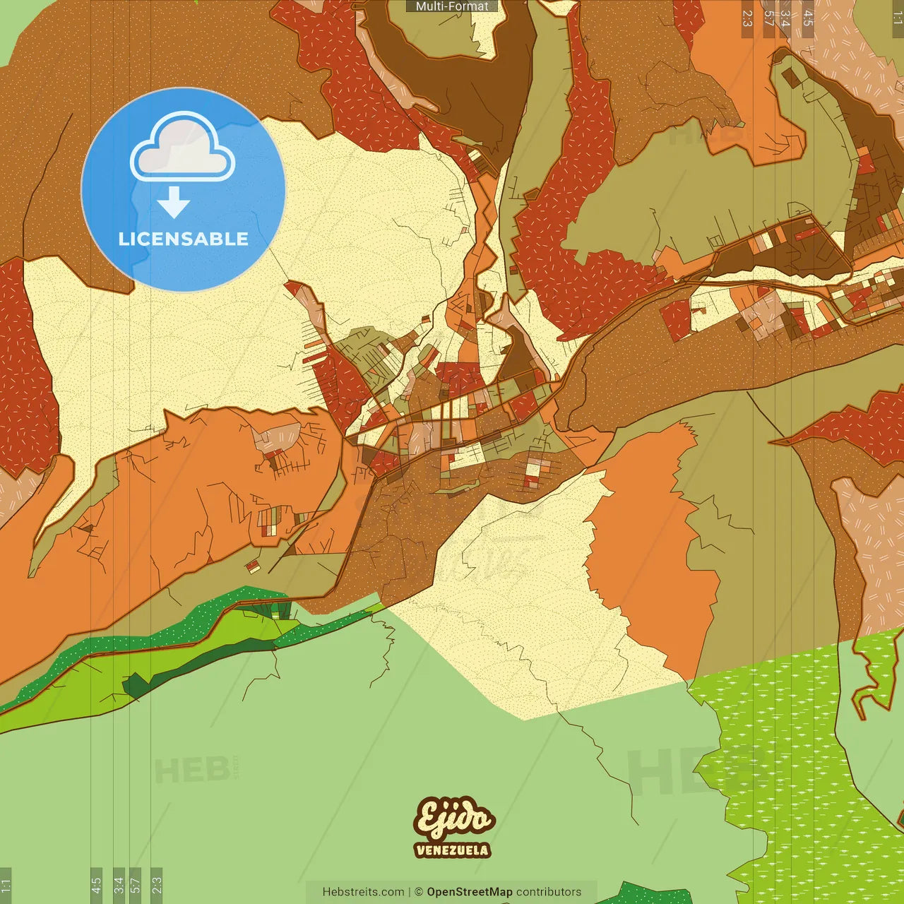 Ejido Venezuela Farmhouse Poster Art Map Template