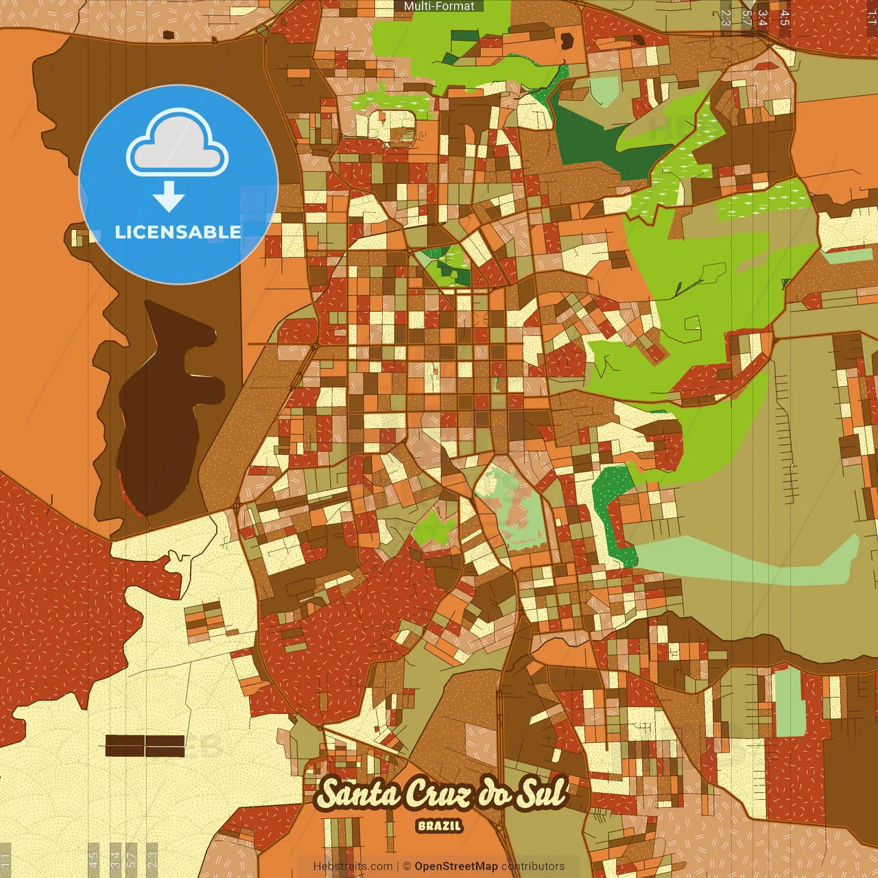 Santa Cruz do Sul Brazil Farmhouse Poster Art Map Template