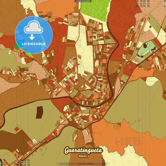 Guaratingueta Brazil Farmhouse Poster Art Map Template