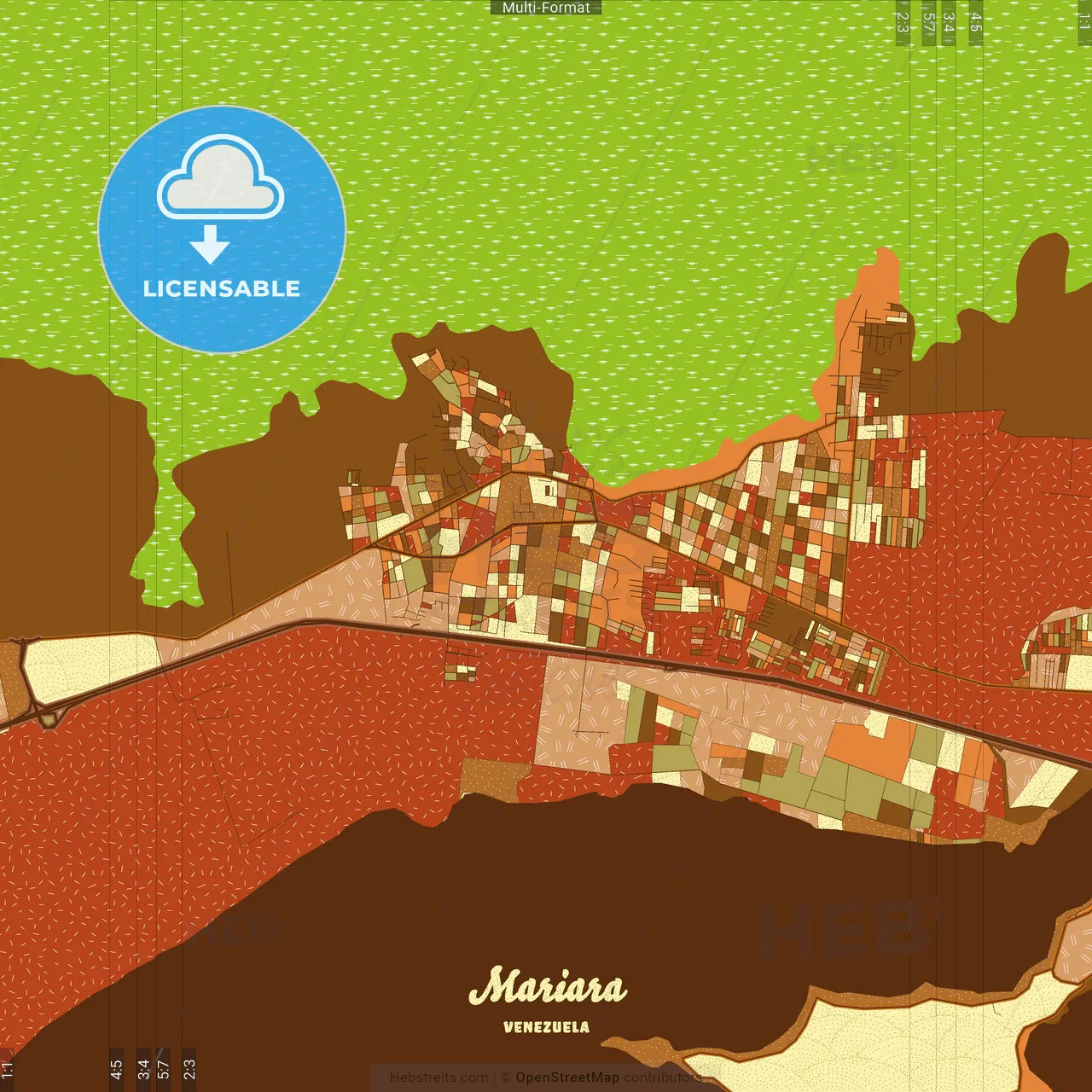 Mariara Venezuela Farmhouse Poster Art Map Template