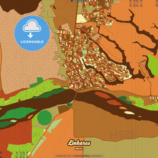 Linhares Brazil Farmhouse Poster Art Map Template