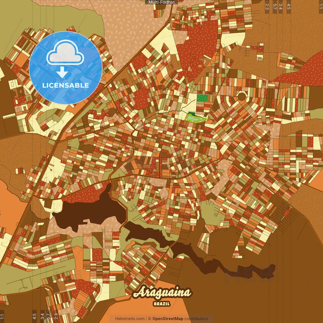 Araguaina Brazil Farmhouse Poster Art Map Template