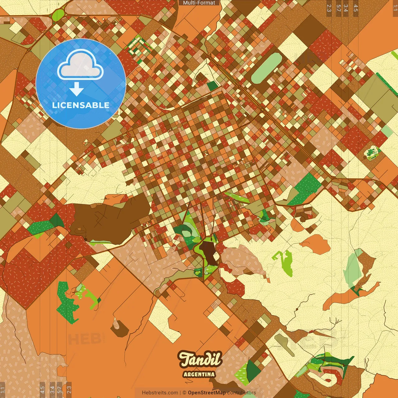 Tandil Argentina Farmhouse Poster Art Map Template