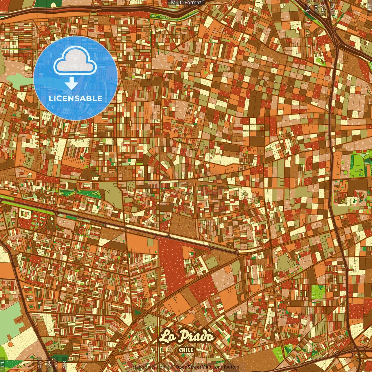 Lo Prado Chile Farmhouse Poster Art Map Template