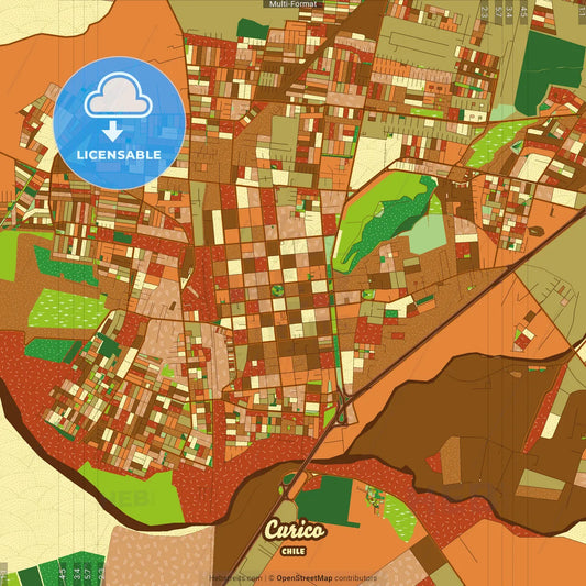 Curico Chile Farmhouse Poster Art Map Template