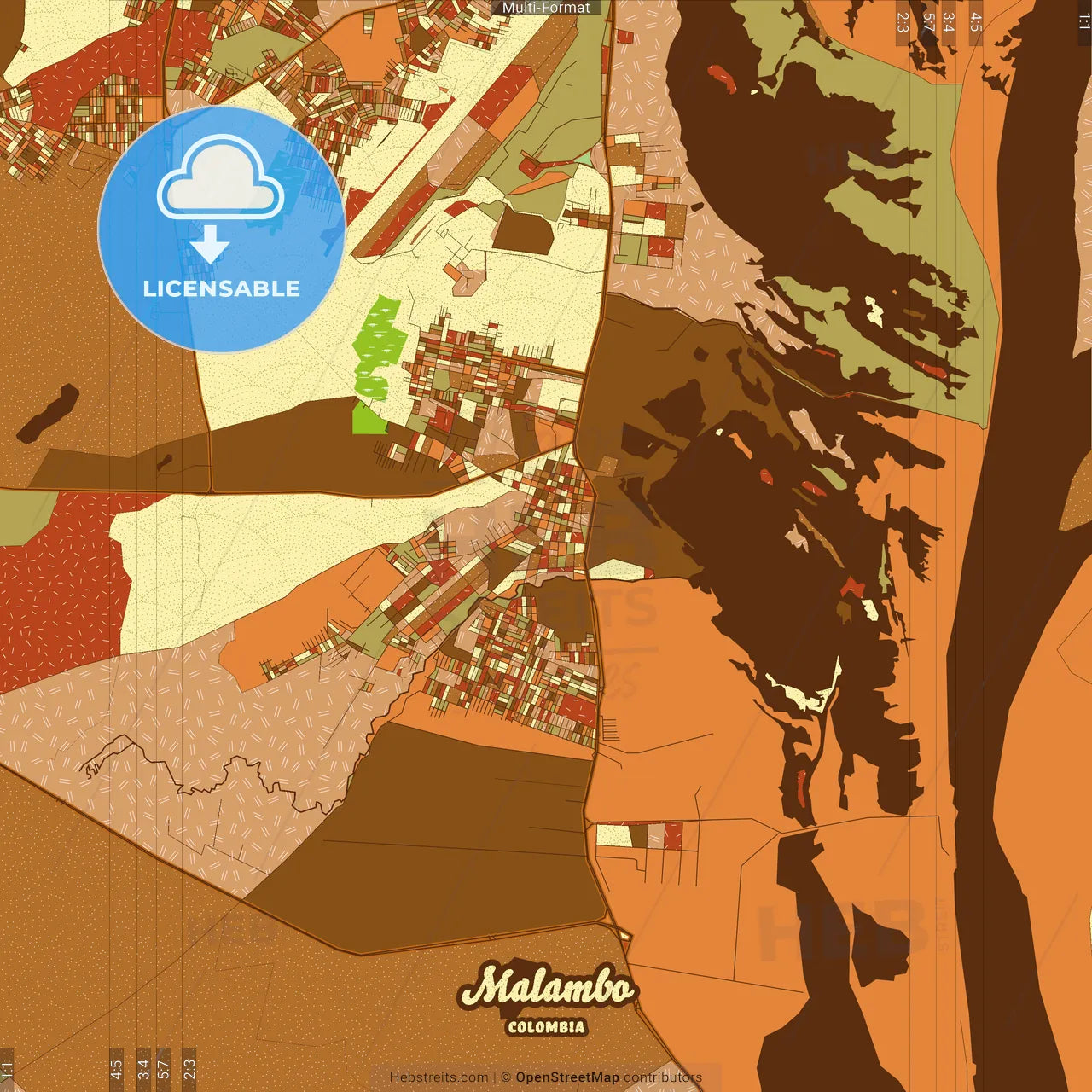 Malambo Colombia Farmhouse Poster Art Map Template