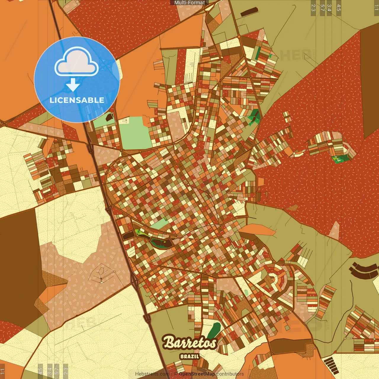 Barretos Brazil Farmhouse Poster Art Map Template