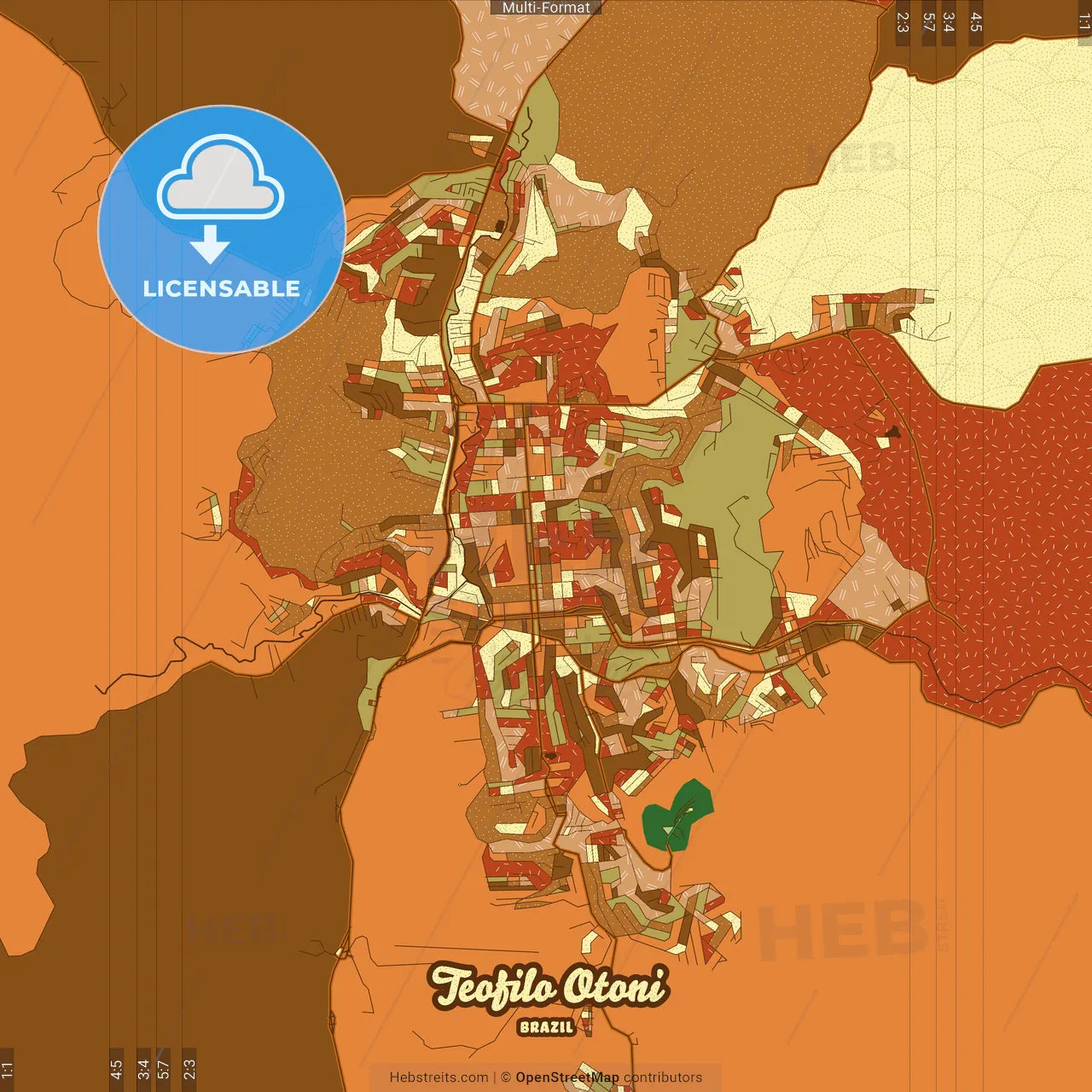 Teofilo Otoni Brazil Farmhouse Poster Art Map Template