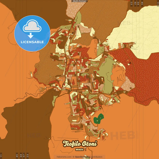 Teofilo Otoni Brazil Farmhouse Poster Art Map Template