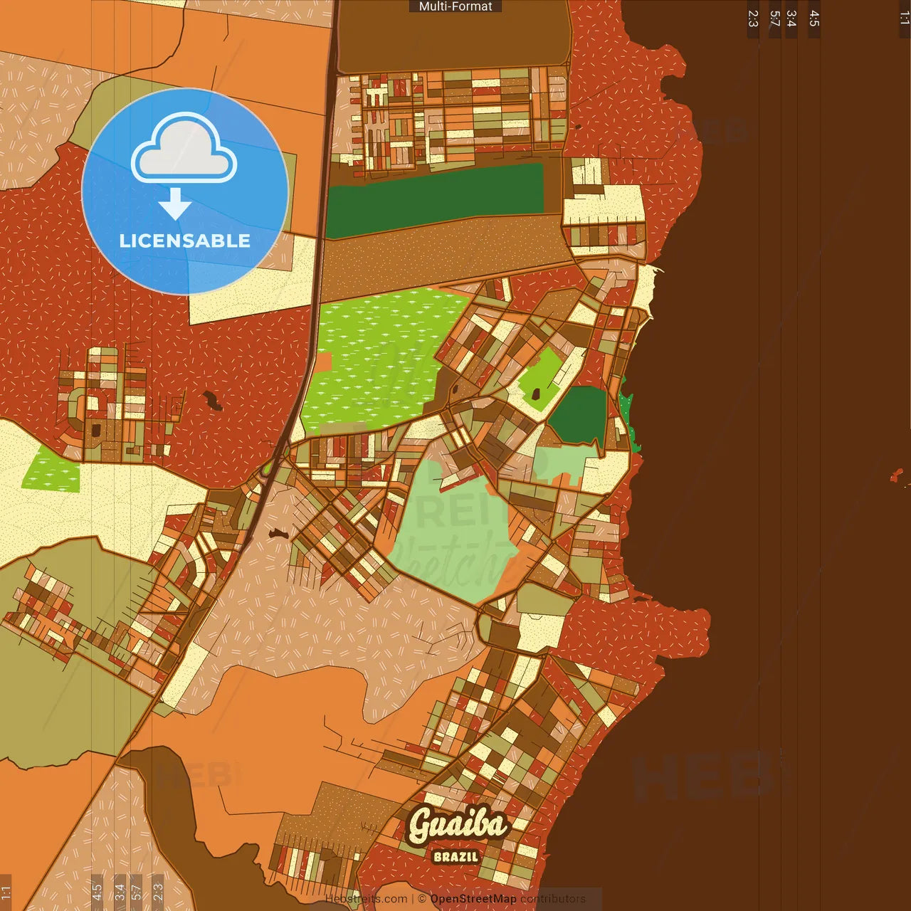 Guaiba Brazil Farmhouse Poster Art Map Template