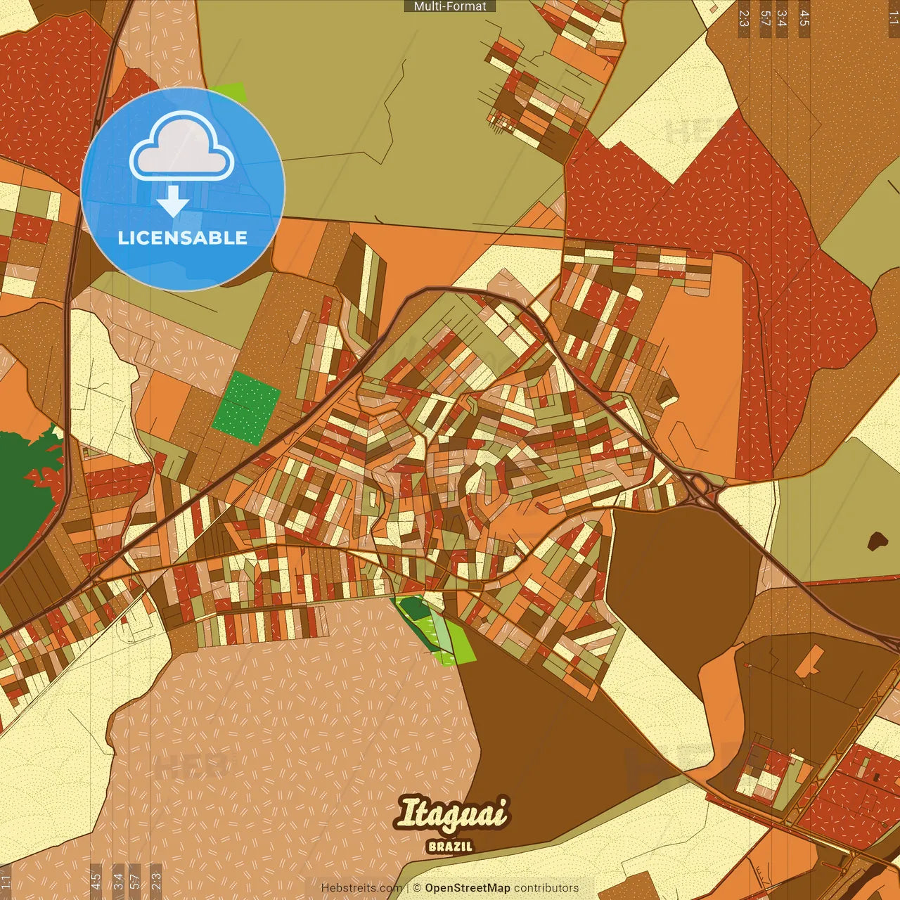 Itaguai Brazil Farmhouse Poster Art Map Template