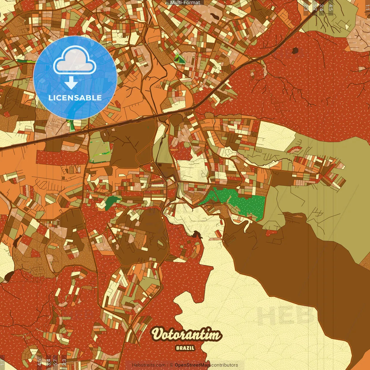 Votorantim Brazil Farmhouse Poster Art Map Template
