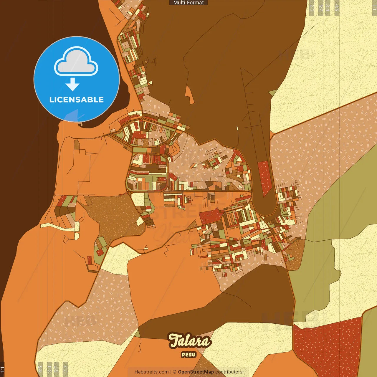 Talara Peru Farmhouse Poster Art Map Template