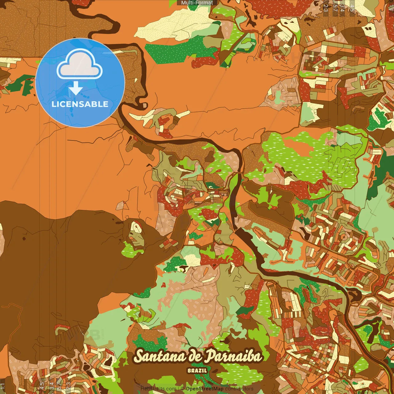 Santana de Parnaiba Brazil Farmhouse Poster Art Map Template