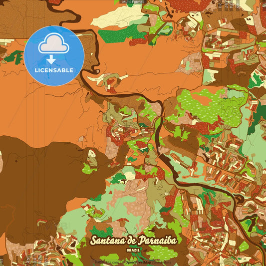 Santana de Parnaiba Brazil Farmhouse Poster Art Map Template