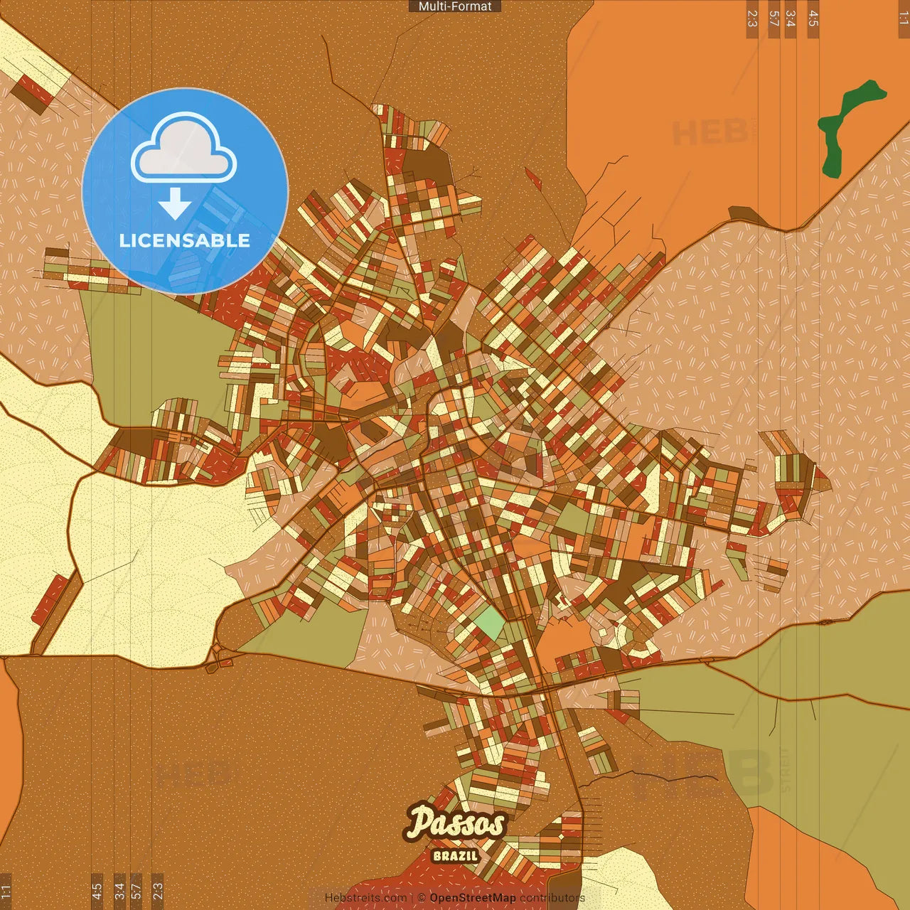 Passos Brazil Farmhouse Poster Art Map Template