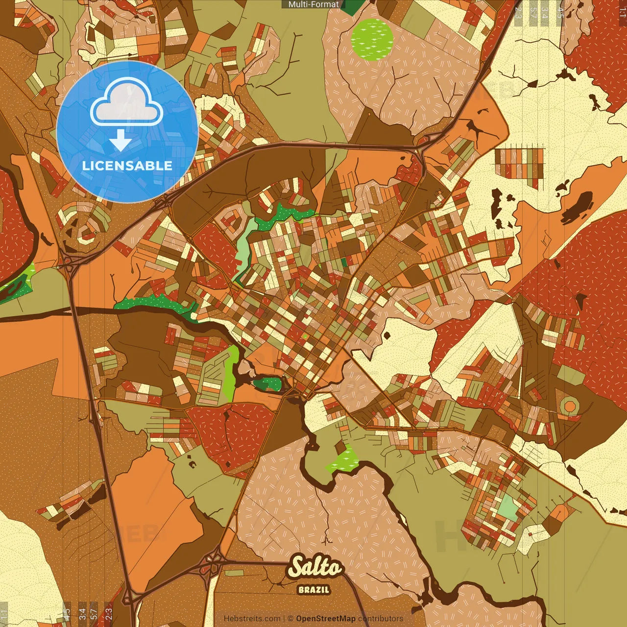 Salto Brazil Farmhouse Poster Art Map Template