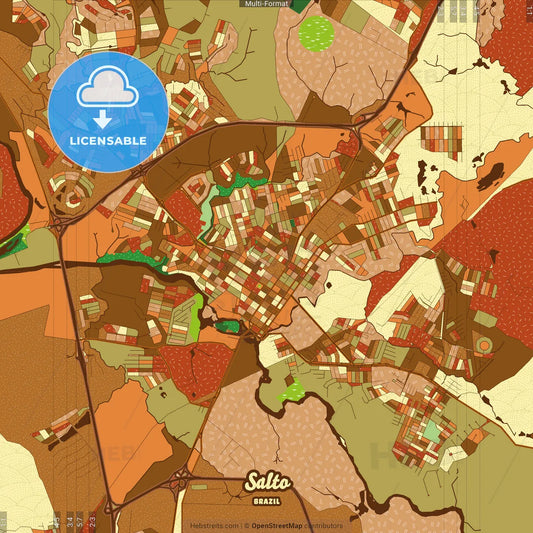 Salto Brazil Farmhouse Poster Art Map Template