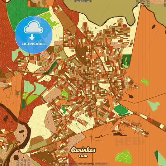 Ourinhos Brazil Farmhouse Poster Art Map Template