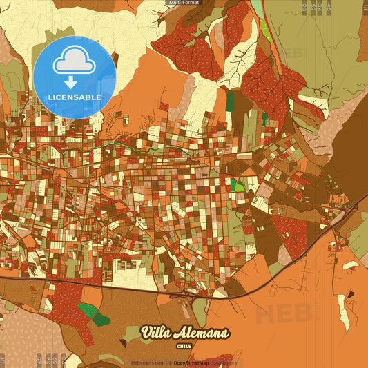 Villa Alemana Chile Farmhouse Poster Art Map Template
