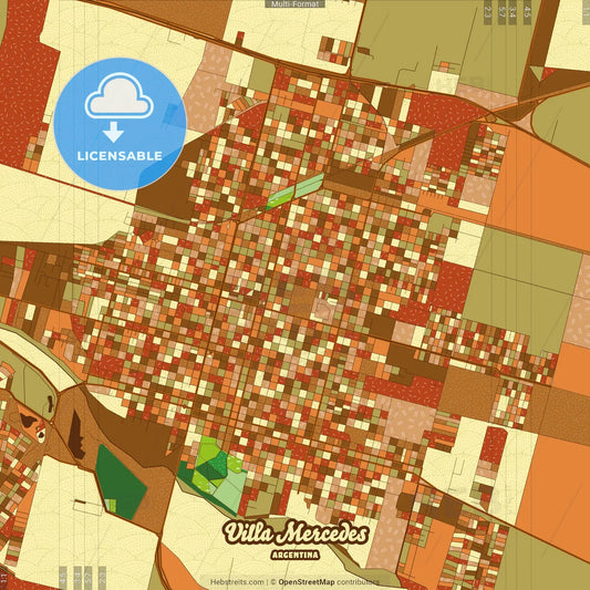 Villa Mercedes Argentina Farmhouse Poster Art Map Template