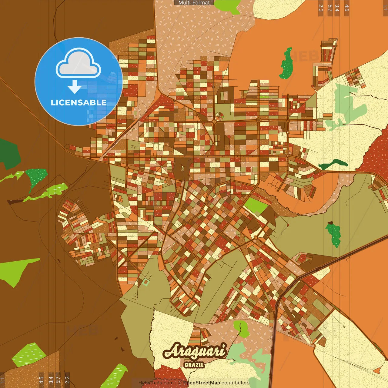 Araguari Brazil Farmhouse Poster Art Map Template