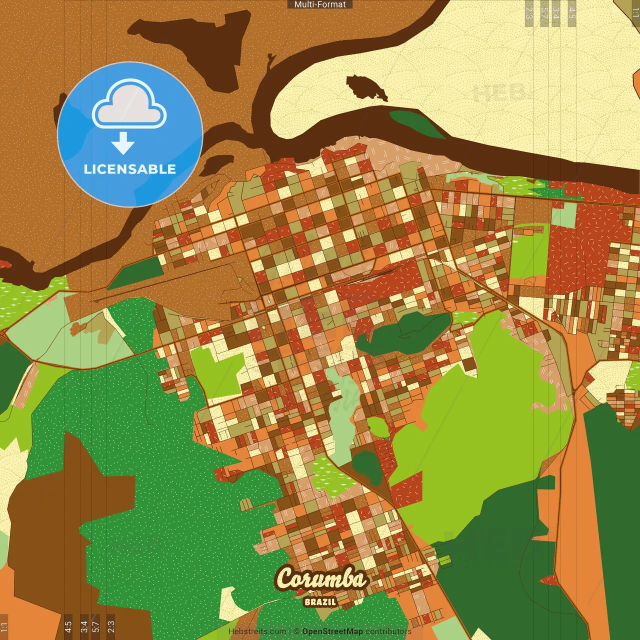 Corumba Brazil Farmhouse Poster Art Map Template