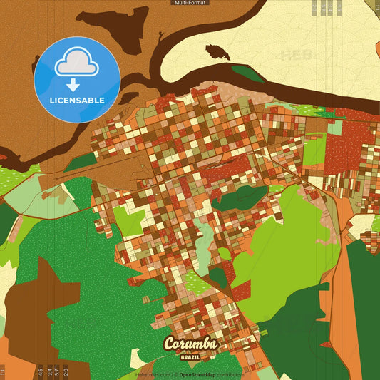 Corumba Brazil Farmhouse Poster Art Map Template