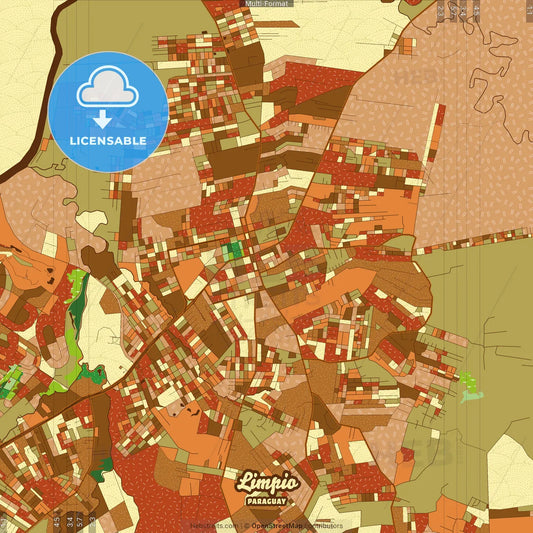 Limpio Paraguay Farmhouse Poster Art Map Template