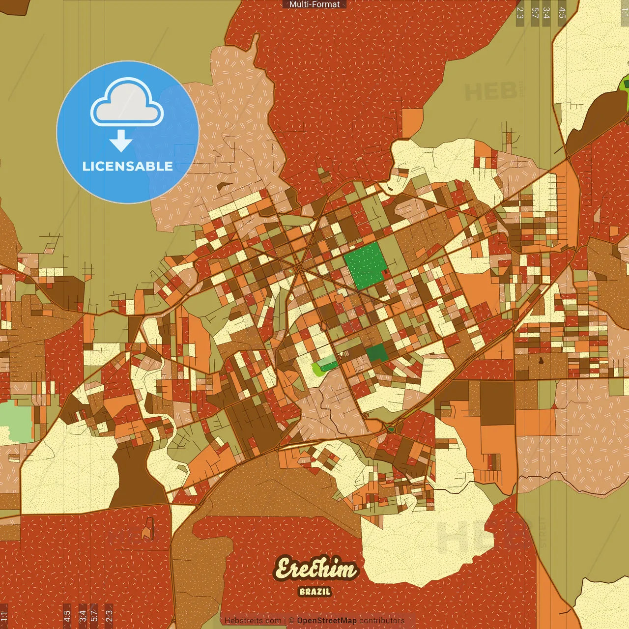 Erechim Brazil Farmhouse Poster Art Map Template