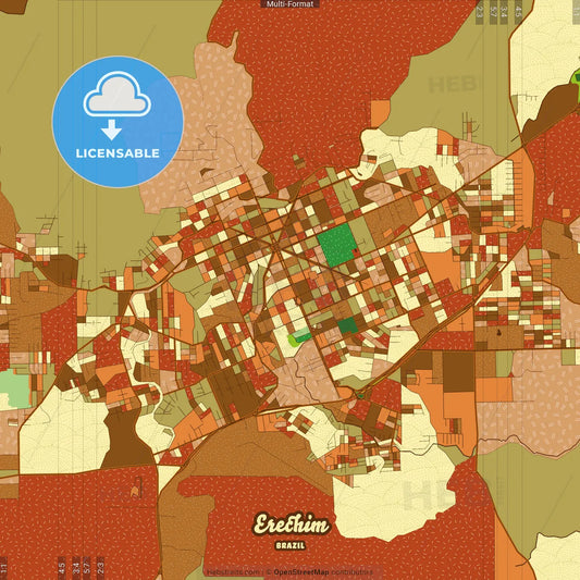 Erechim Brazil Farmhouse Poster Art Map Template