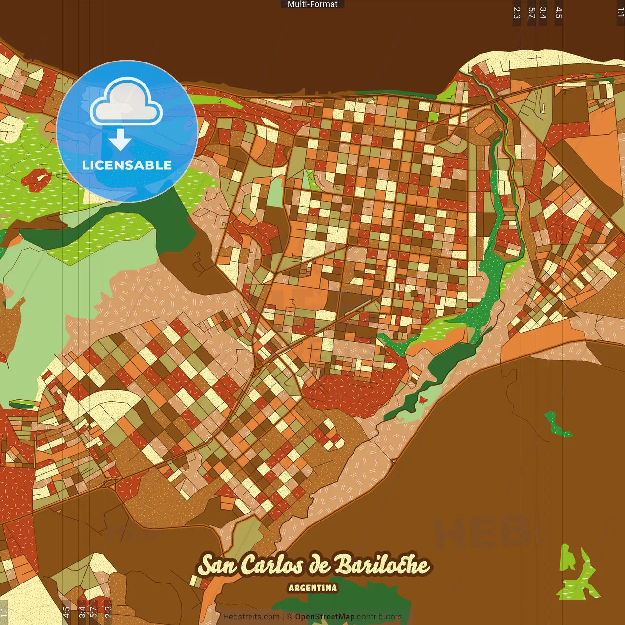 San Carlos de Bariloche Argentina Farmhouse Poster Art Map Template