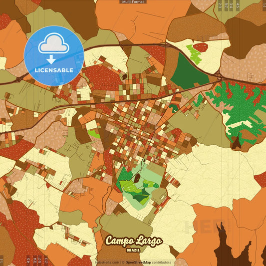 Campo Largo Brazil Farmhouse Poster Art Map Template