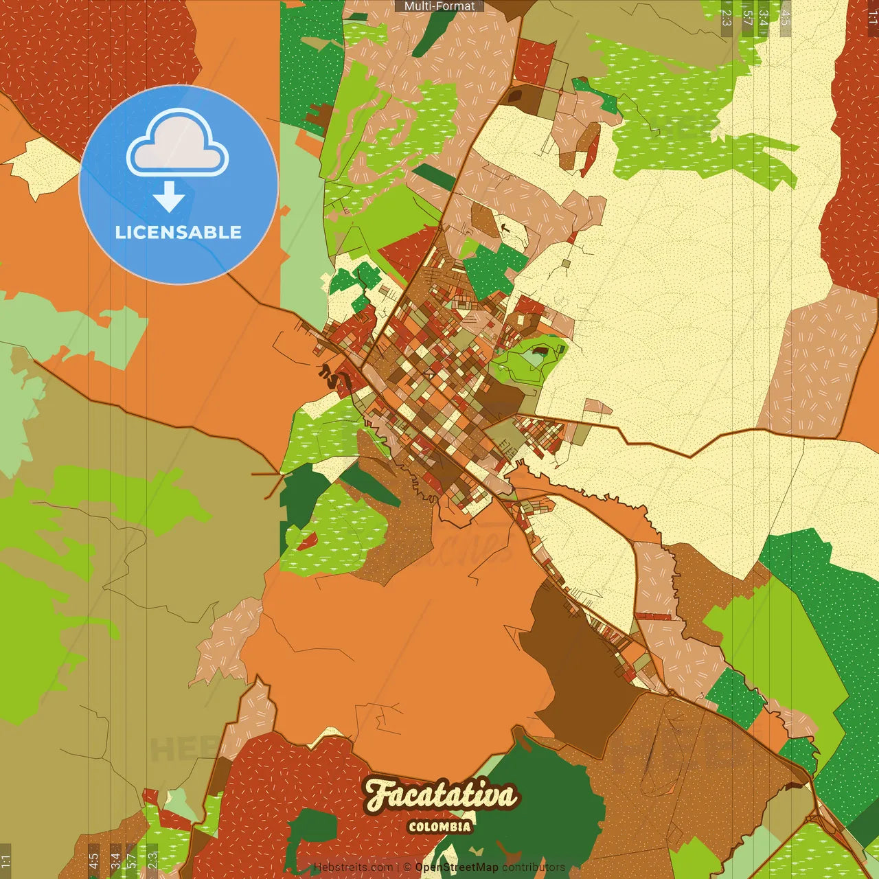 Facatativa Colombia Farmhouse Poster Art Map Template