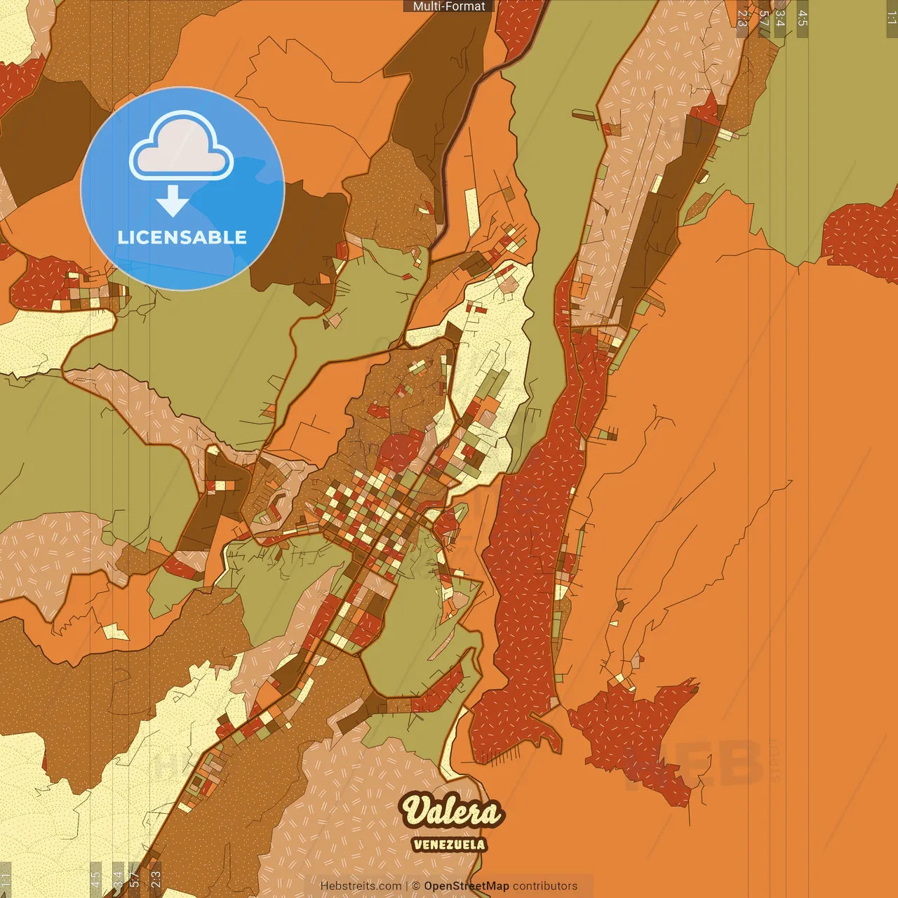 Valera Venezuela Farmhouse Poster Art Map Template