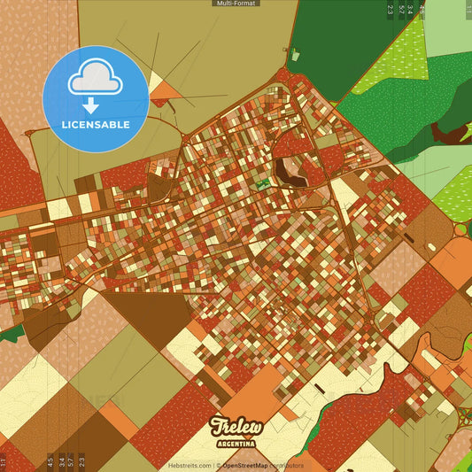 Trelew Argentina Farmhouse Poster Art Map Template