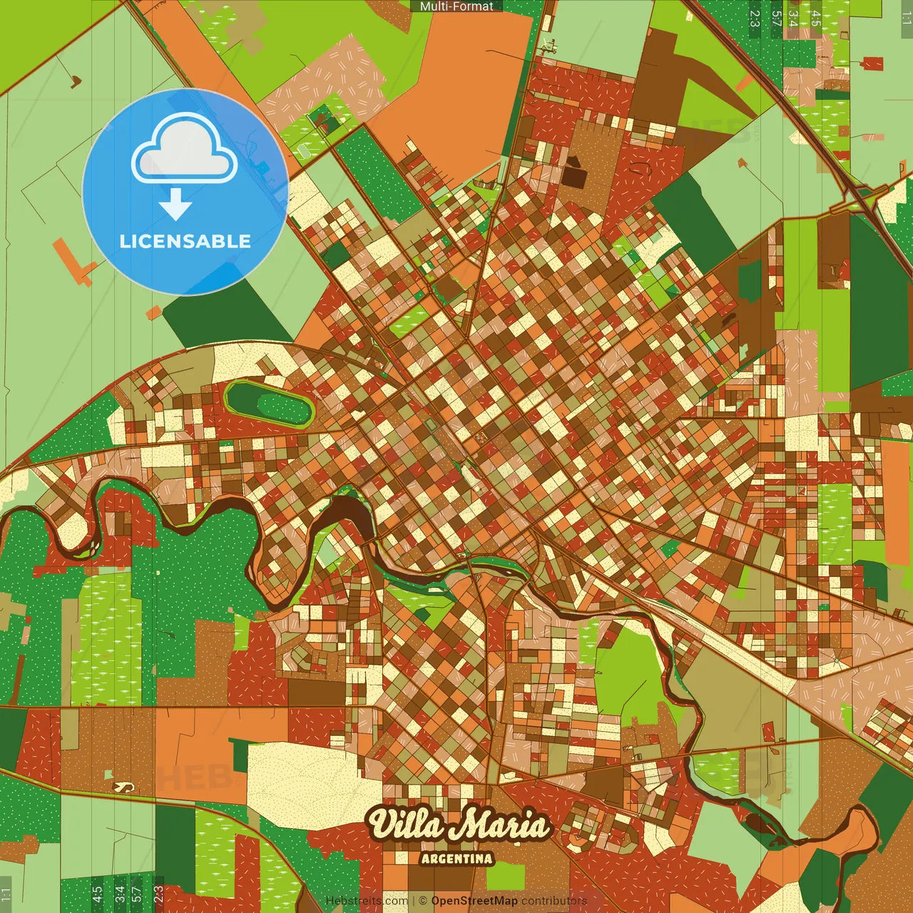 Villa Maria Argentina Farmhouse Poster Art Map Template