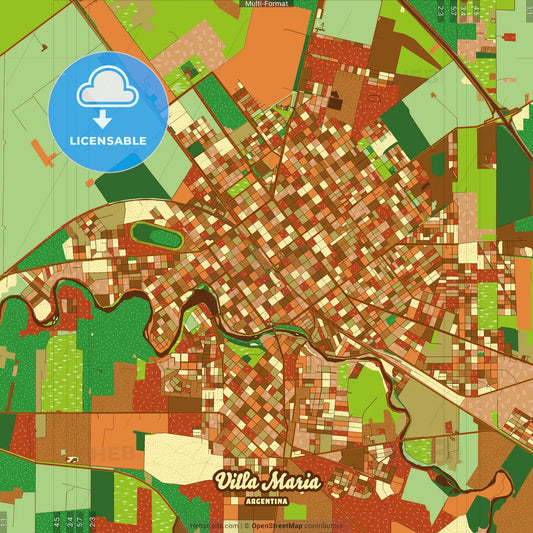 Villa Maria Argentina Farmhouse Poster Art Map Template