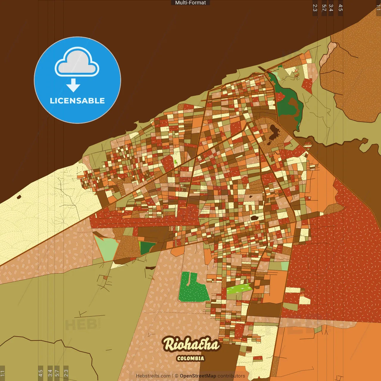 Riohacha Colombia Farmhouse Poster Art Map Template