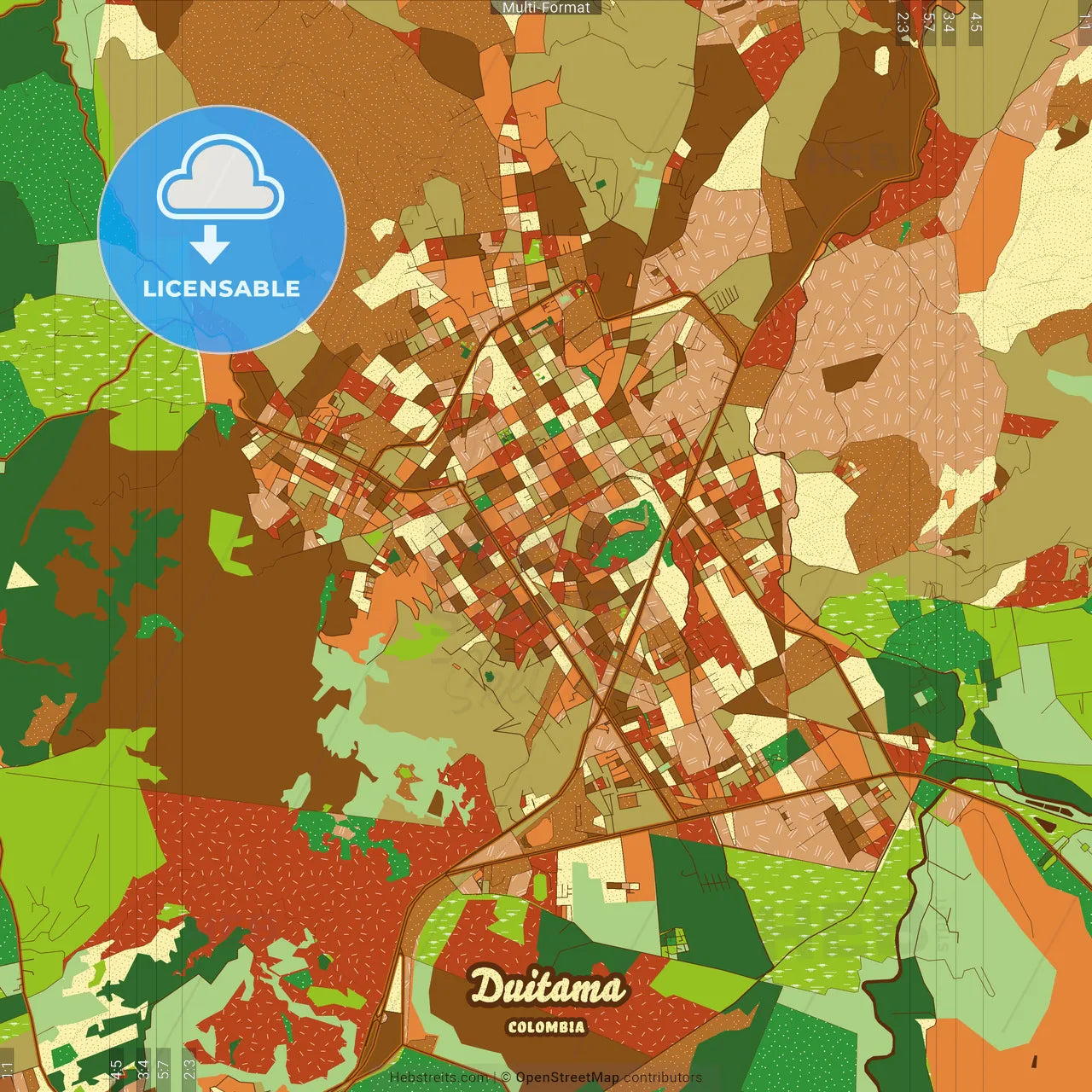 Duitama Colombia Farmhouse Poster Art Map Template