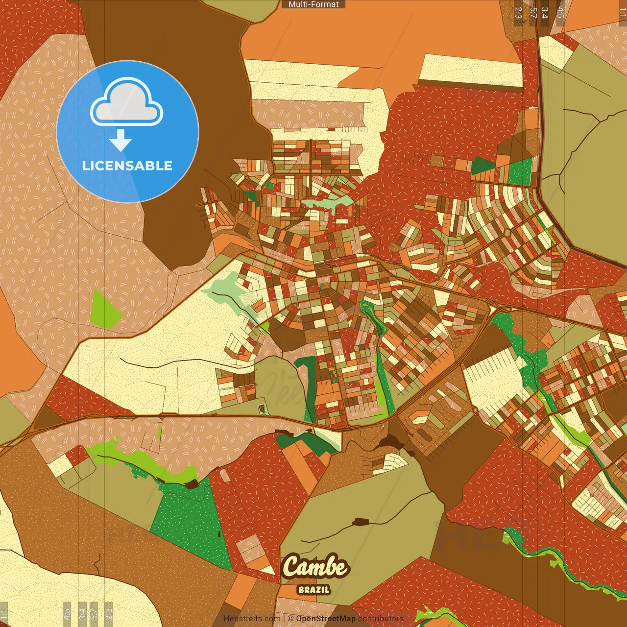 Cambe Brazil Farmhouse Poster Art Map Template