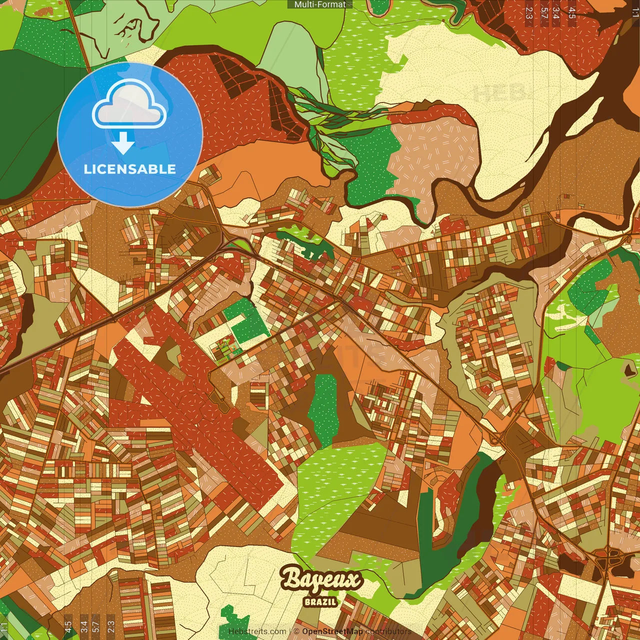 Bayeux Brazil Farmhouse Poster Art Map Template