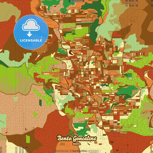 Bento Goncalves Brazil Farmhouse Poster Art Map Template