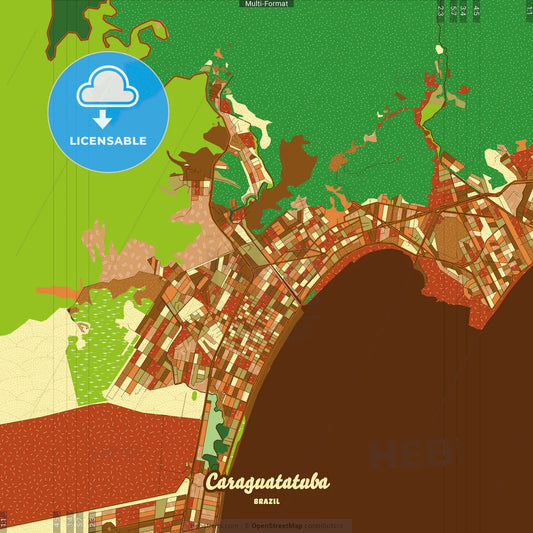 Caraguatatuba Brazil Farmhouse Poster Art Map Template