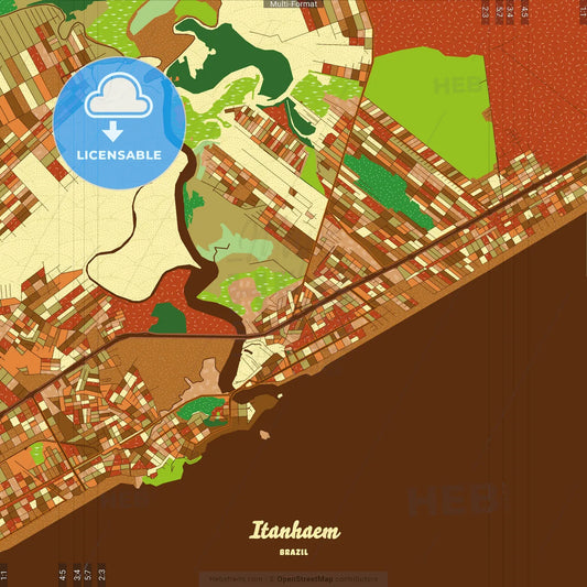 Itanhaem Brazil Farmhouse Poster Art Map Template