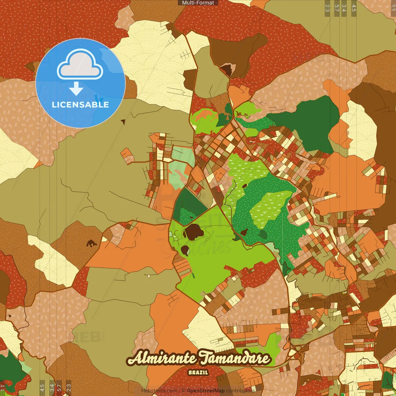 Almirante Tamandare Brazil Farmhouse Poster Art Map Template